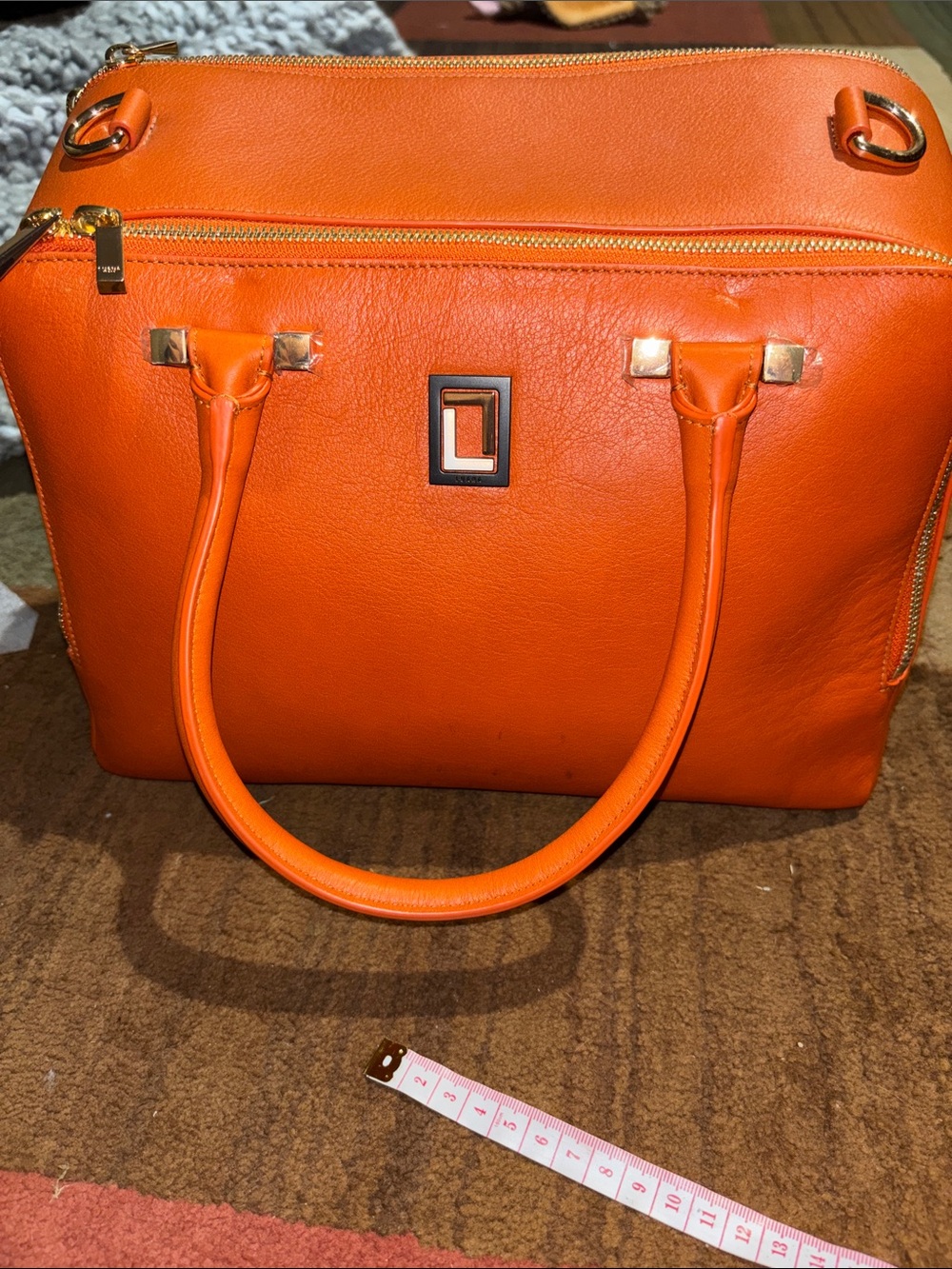 Luana Orange eather Satchel Handbag